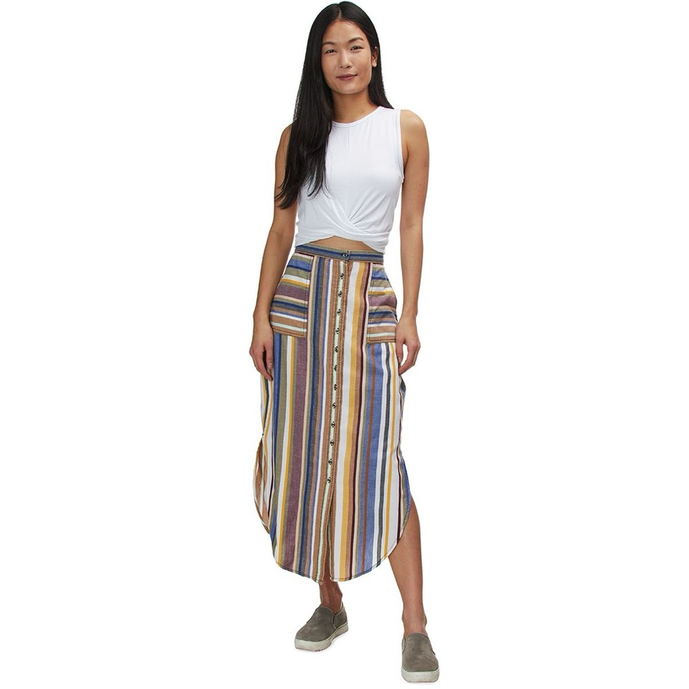 Kavu Striped Button-Down Cotton Skirt Mid-length | Women’s size small